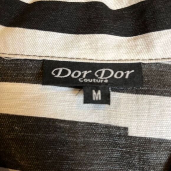 Dor Dor Couture Button Front, Bell Sleeve Black White Top Jacket Size Medium - Picture 7 of 13